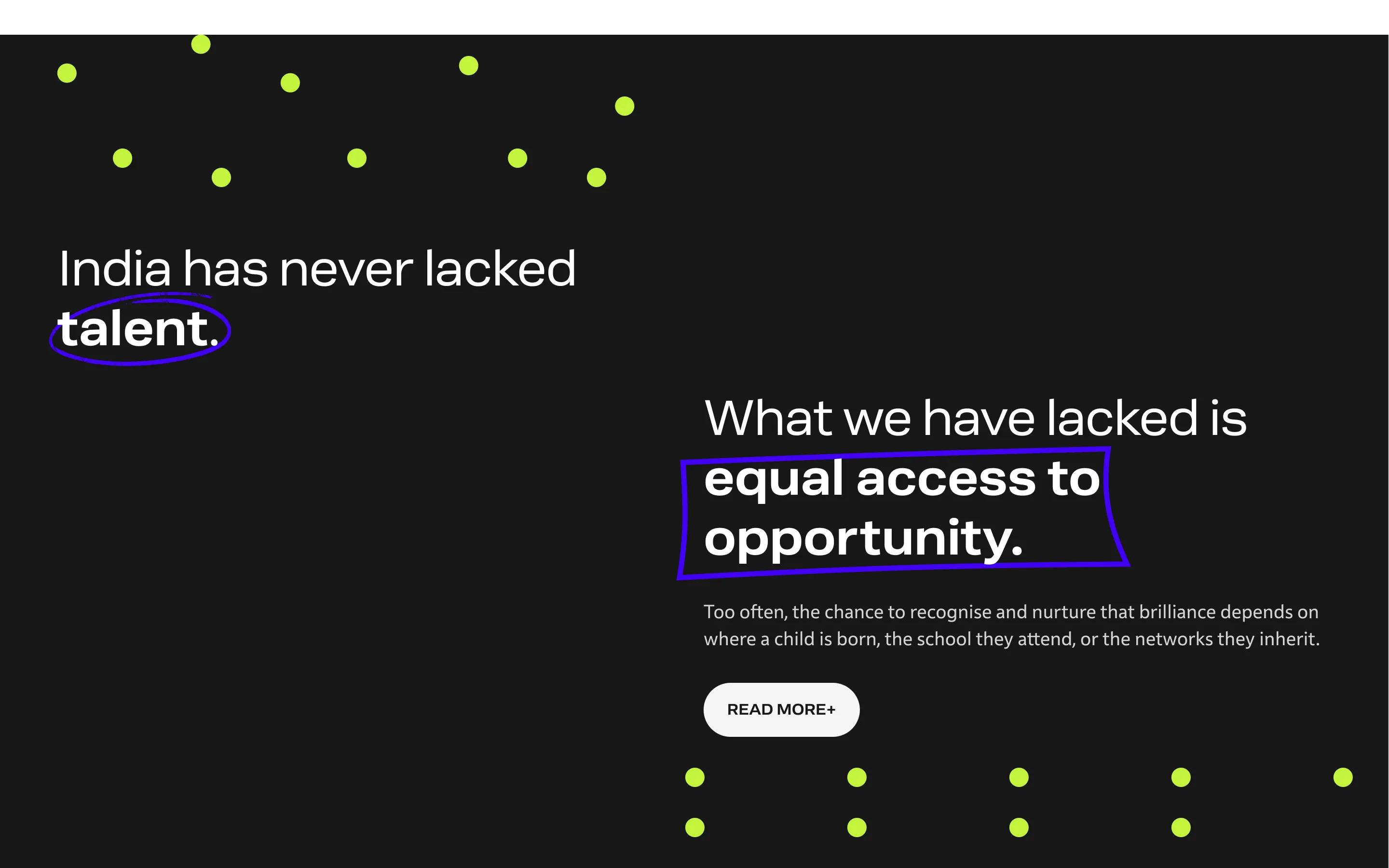 Tomorrow Makers homepage — Everyone can be great at something, with video hero of students in school